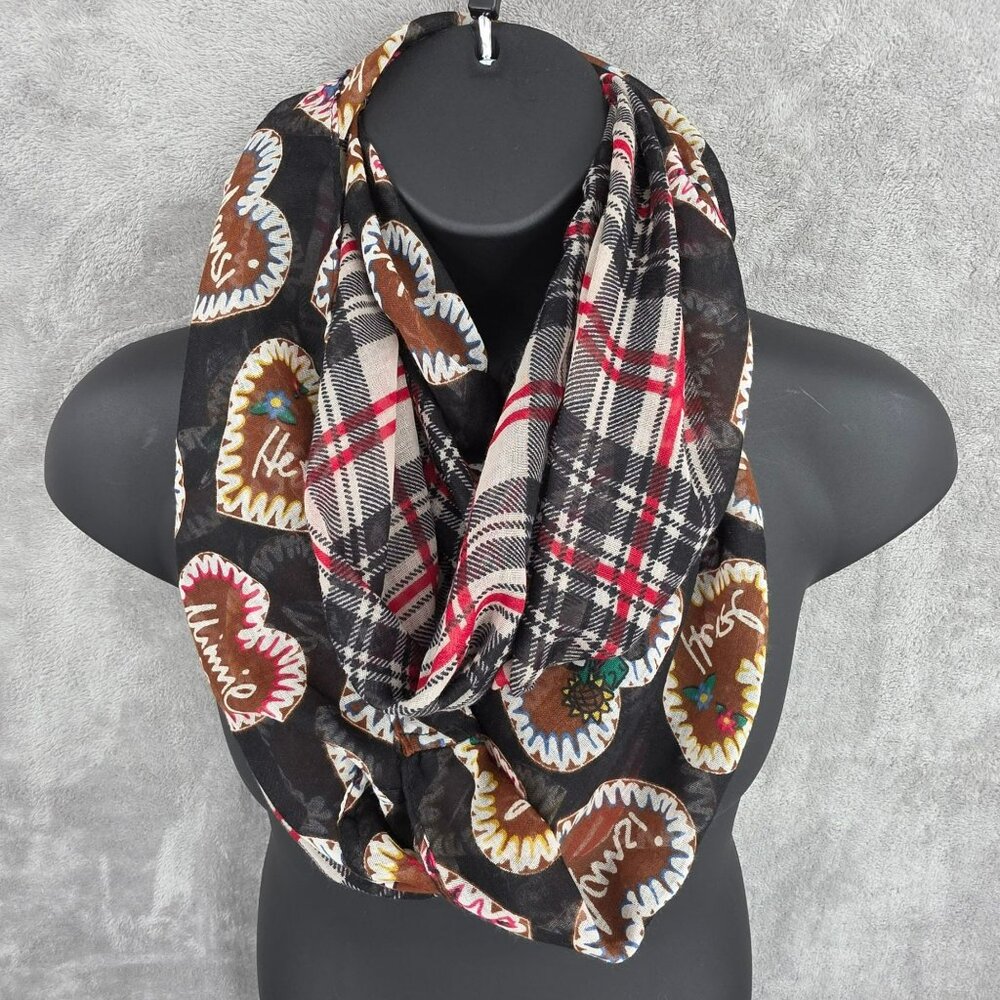 Codello x Disney Infinity Scarf Mickey Minnie Mouse Plaid Hearts Colorful Cozy